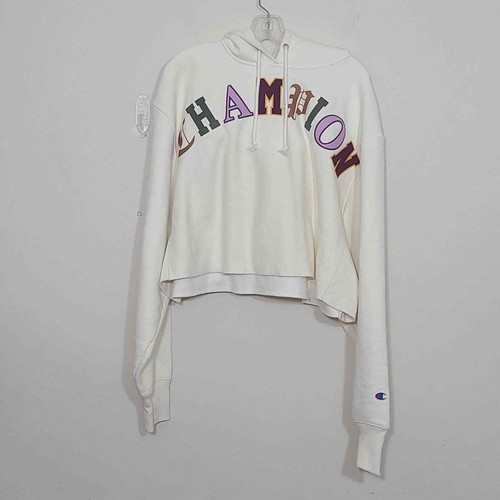 OFF WHITE Felpa con cappuccio Champion Reverse Weave cropped avorio taglia 2XL.