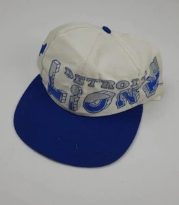 Vintage 90s Detroit Lions Graffiti Hat YOUTH SZ Rare Drew Pearson NFL Vtg Worn - Picture 1 of 10