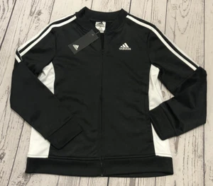 Adidas Boys' Black & White Full Zip Track Jacket Youth Size Medium 10/12 - Picture 1 of 10