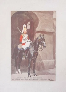 London Life Guard Sentry Duty Horse Guard Whitehall Postcard Unposted Valentines - Picture 1 of 2