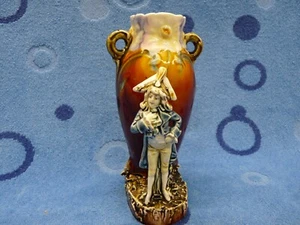 Antique Victorian Figural Vase Floral Majolica - Picture 1 of 11