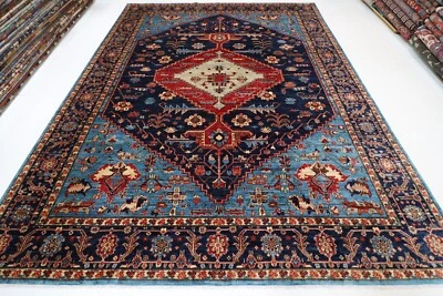 9 x 12 ft Tribal Geometric Area Rug Afghan Hand Knotted Veg Dyes Wool Rug - Image 1 of 4