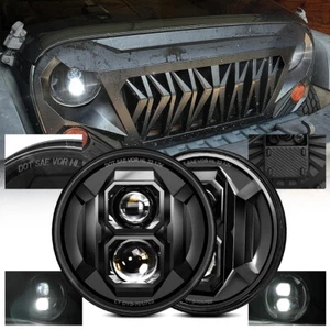 Newest H6024 Lamps 7" Round LED Headlights For Jeep Wrangler LJ TJ CJ JK 1997-18 - Picture 1 of 12