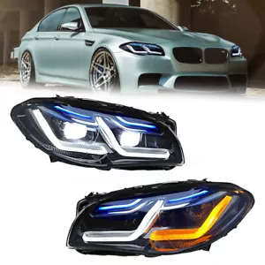 Pair For BMW 5 Series F10 F11 F18 2011-17 LED Headlights Xenon W/Adaptive Modified - Picture 1 of 24