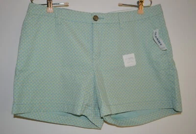 Pantalones cortos Old Navy, talla 10, verde menta, estampado floral, bolsillos laterales, trabillas para cinturón Foto 1 de 4