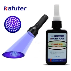 50 ml Kafuter Pegamento UV Adhesivo de Curado UV K-300 con Linterna UV 9LED (D) - Imagen 1 de 4