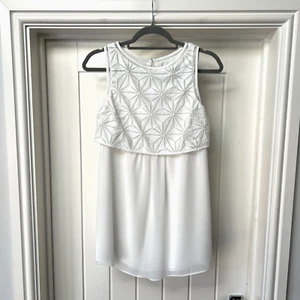 Mint Velvet Blouse Women's UK 8 White Lace Sleeveless Sheer Lined Summer Top - Picture 1 of 12
