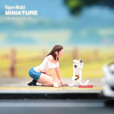 1/87 Miniatures Doll Sexy Girl Cat Model Scene Prop Figures For Car Vehicles Toy - Image 1 of 4