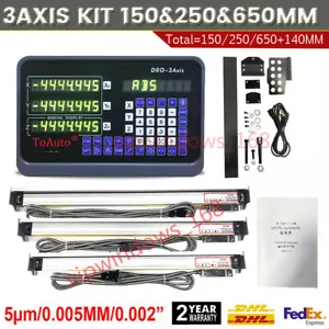 3Axis Digital Readout DRO Display & 3pc Linear Glass Scale 150&250&650mm TTL Kit - Picture 1 of 12
