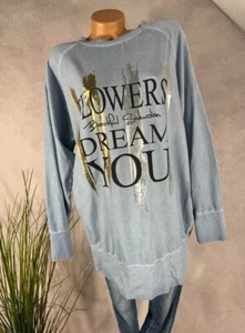 LONG Sweatshirt Pullover Tunika KLEID metallic Print Italy AQUA 38 40 42 - Bild 1 von 4