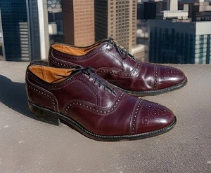 Allen Edmonds Strand Shoe Sz 12 Burgundy Leather Oxford Cap Toe Brogue Vtg USA - Picture 1 of 14