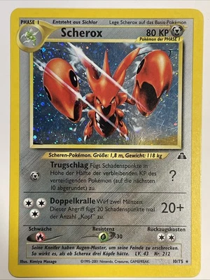 Pokemon TCG vintage Scizor Neo Discovery 10/75 Holo Rare German Scherox LP 2001 - Image 1 of 4