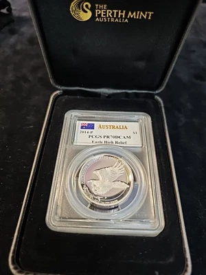 2014P Australia Silver $1 PCGS PR 70 DCAM - Wedge Tailed Eagle High Relief - Image 1 of 4