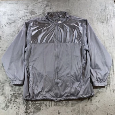 Chaqueta cortavientos vintage Adidas para hombre 2XL gris 3 bandas cremallera completa pista 00s Foto 1 de 4