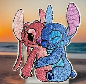 🔥 PREMIUM LARGE Lilo Stitch And Angel Iron on Patch Embroidered 4" Disney Love - Picture 1 of 7