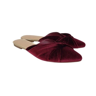 Loft Borgonha Veludo Torção Mules Ponta Toe Slip On Noite Feminino Tamanho 11 - Imagem 1 de 4
