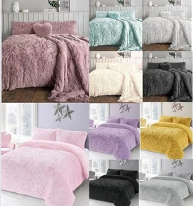 Teddy Bear Fleece Duvet Cover Set Fleece Thermal Warm Quilt Cover Bed Set - Picture 1 of 27