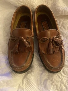 SPERRY Vntg Top Sider Wetlands Mens 7M Brown Leather Kiltie Tassel Loafers Shoes - Picture 1 of 9