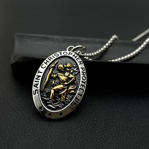 St. Michael Erzengel Anhänger Halskette Titan Stahl Herren Religiöser Schmuck - Bild 1 von 7