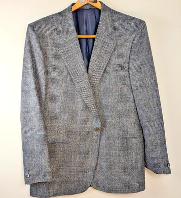 Abrigo deportivo Louis Roth 44R gris Glen blazer de lana a cuadros sin ventilación vintage años 80 Foto 1 de 4