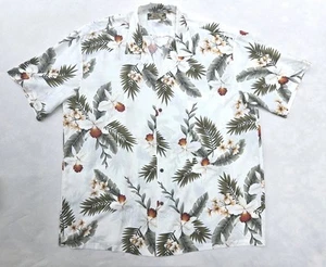 Zwei Palmen Herren Hawaiihemd mit Knopfleiste Blumenmuster Made in Hawaii USA 2XL - Bild 1 von 10