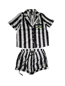 Forever 21 Beetlejuice 2pc Pajamas Set sz Small Button Top & Shorts In Lunchbox - Picture 1 of 10