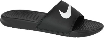Nike Benassi Swoosh Hombres 7 Negro Blanco Sandalia Deslizante ¡NUEVA! 312618-011 Foto 1 de 4