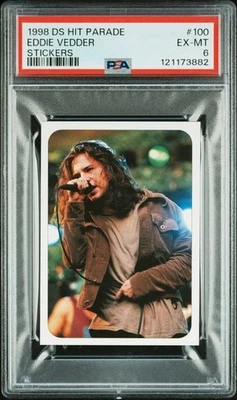 Pegatinas Panini DS Hit Parade 1998 #100 Eddie Vedder (Pearl Jam) PSA 6 - difíciles Foto 1 de 2