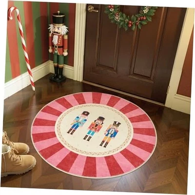  Tapete de Natal redondo 4 pés para quebra-nozes de entrada círculo lavável Natal  - Imagem 1 de 4