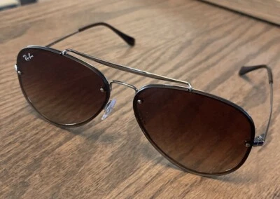 Ray-Ban Blaze Aviator Sunglasses Gunmetal w/ Brown Gradient Dark Brown RB3584N - Image 1 of 4