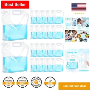 Collapsible Water Container Bag - 20 Pcs, BPA Free, Freezable, Leak Proof - Picture 1 of 9