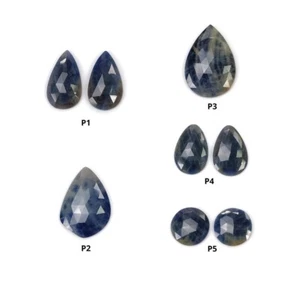 Pera de zafiro multicolor natural sin tratar sin calefacción y forma redonda 1 pieza, par - Imagen 1 de 6