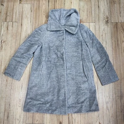 Max Mara Grey Alpaca & Wool Coat High Neck Collar Concealed Button Placket • 12 - Image 1 of 4