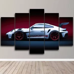 Porsche 911 White Side View Sport Car 5 Piece Canvas Wall Art Print Home Decor - Picture 1 of 4