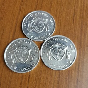 3 Mardi Gras Tokens Exclusive Carnival Club 74 79 83 Kiss My ASP SnowFlake Silve - Picture 1 of 7