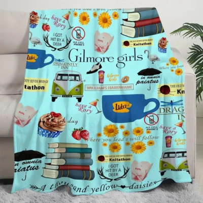 Gilmore Girls Lukes Diner Coffee Couch Bed Livingroom Gift Fleece Blanket LARGE - Image 1 of 4