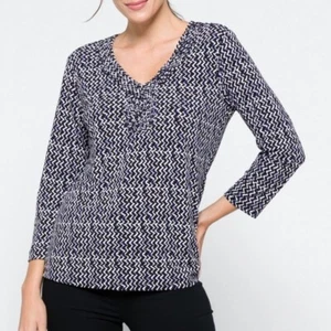 Camiseta deportiva 41 Hawthorn para mujer pequeña pequeña cuello macramé puntada elástica fijación $49 - Imagen 1 de 15
