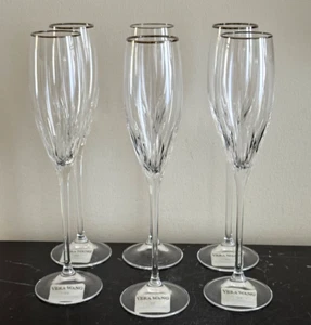 Juego de 6 copas de champán estriadas Wedgwood Vera Wang Duchesse platino 10 1/4" H - Imagen 1 de 7