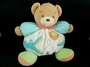 *. DOUDOU PELUCHE BOULE KALOO OURS BLANC BLEU VERT ORANGE GRELOT CROCODILE TTBE - Picture 1 of 3