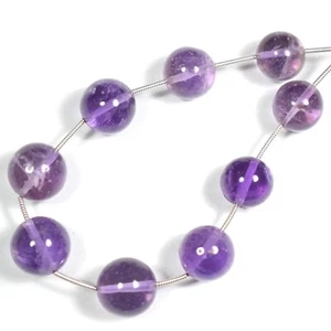 11-13MM Natural A++ Purple Amethyst Round Gemstone 6.5" Loose Beads For Jewelry - Picture 1 of 8