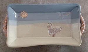 Selten signiert Brenda Schramm Keramik vier Fuß Schmuck Tablett 8,7"x4,5" - Bild 1 von 16