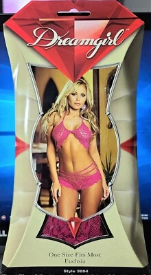 Sujetador Top y tirantes a juego Dreamgirl Style 3894 Fucsia elástico de encaje S Foto 1 de 2