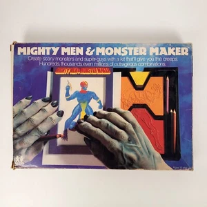 Vintage TOMY Mighty Men and Monster Maker Design Kit w/ 16 Plates Included 1979 - Picture 1 of 9