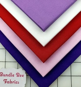 VALENTINES DAY SOLIDS~KONA Fat  Quarter bundle of (5) New Quilting 100% Cotton - Picture 1 of 6
