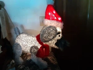 CHRISTMAS LIGHTED 3-D PUPPY DOG SCHNAUZER W SANTA HAT LED IN/OUT DOOR W/BOX - Picture 1 of 4