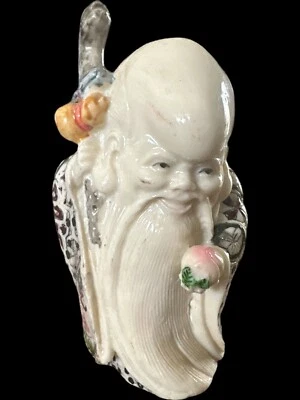 Antigua estatua china de resina de melocotón Shou Xing Gong del dios de la longevidad de colección Foto 1 de 4