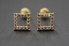 14k Solid Yellow Gold 6mm Square With Cubic Zirconia Screw Back Earrings