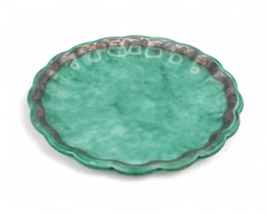 Gustavsberg Argenta Sweden 939 Green Silver Inlay Ceramic Trinket Dish 4” - Picture 1 of 8