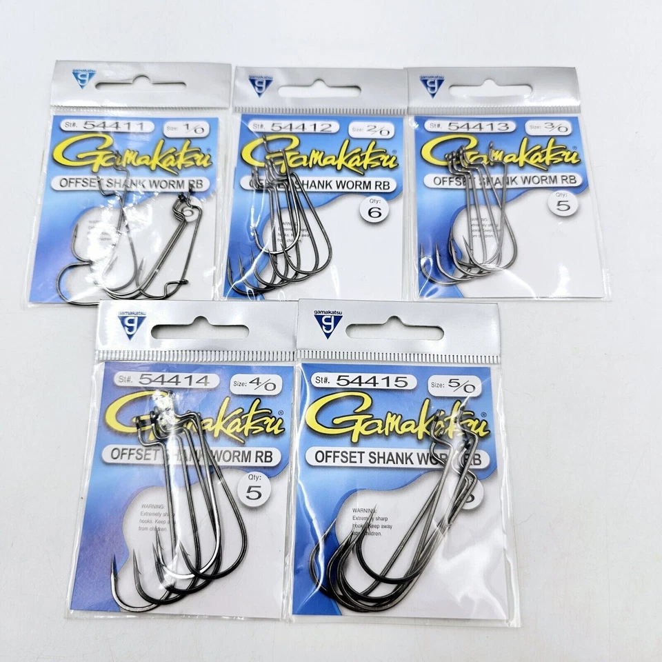 Gamakatsu круглый изгиб смещение хвостовик червяк RB крюк выбрать размер 1/0, 2/0, 3/0, 4/0, 5/0 - Изображение 1 из 1