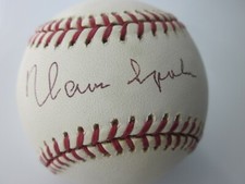 2001 PLAYOFF ABSOLUTE WARREN SPAHN AUTOGRAPED NATIONAL LEAGUE BASEBALL # 356/500